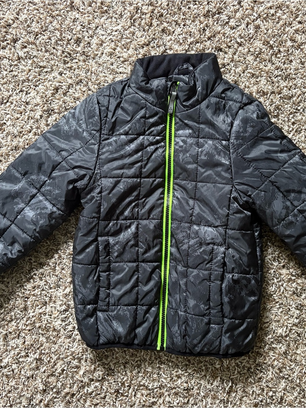 Kids Black Jacket with Neon Green Zip size 5/6